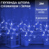 Гірлянда штора 3х0,9 м сніжинка зірка на 145 LED лампочок світлодіодна 10 шт Синій