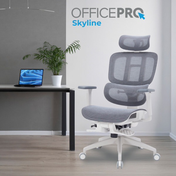 Крісло офісне Officepro Skyline Footrest White/Dark Gray (OC750-W-DG-DG)
