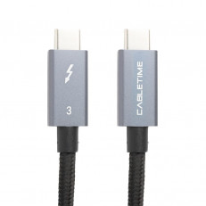 Кабель PowerPlant USB Type-C - USB Type-C (M/M), 40Gbps, 100W, 2м Black (CA913343)