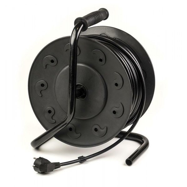 Подовжувач на котушці PowerPlant JY-2002/50 (PPRA10M500S4) 4 розетки, 50 м, чорний/жовтий