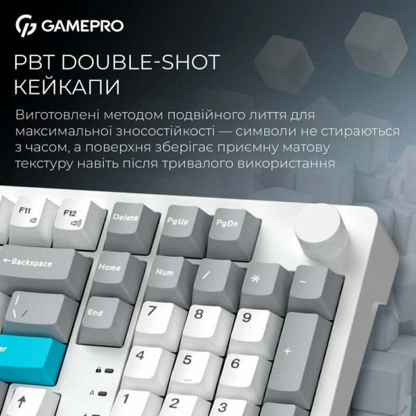 Клавіатура бездротова GamePro Asgard Drakkar Keychron Super Red Switch White (MK305WH)