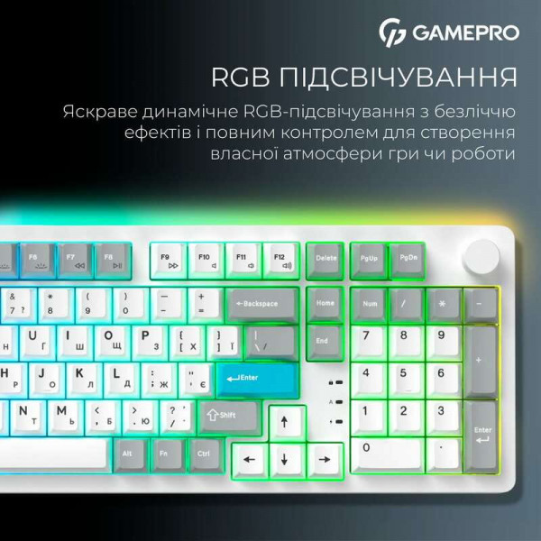 Клавіатура бездротова GamePro Asgard Drakkar Keychron Super Red Switch White (MK305WH)