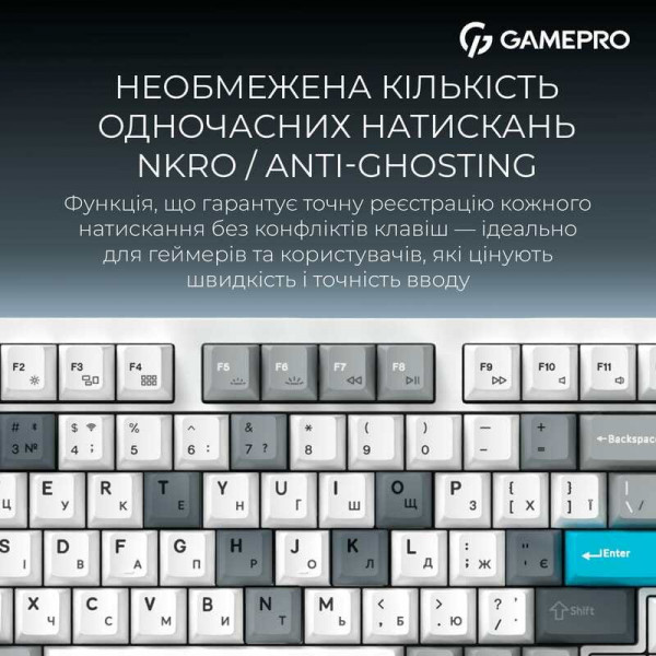 Клавіатура бездротова GamePro Asgard Drakkar Keychron Super Red Switch White (MK305WH)