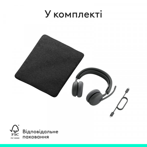 Bluetooth-гарнітура Logitech Zone Wireless 2 ES Graphite (981-001503)