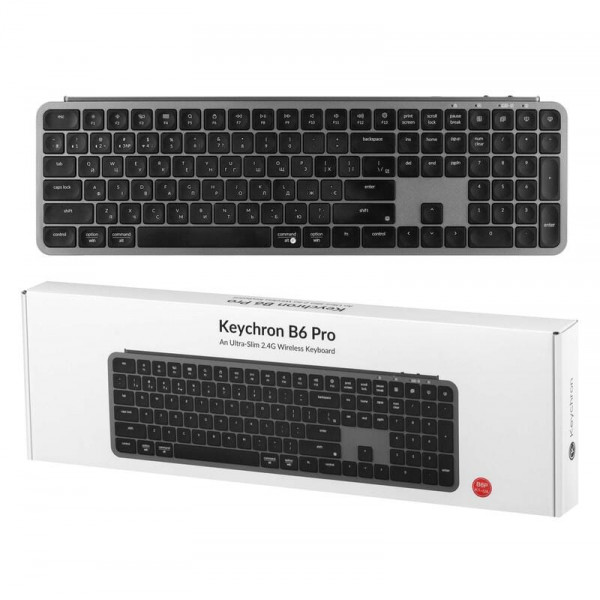 Клавіатура бездротова Keychron B6 Pro Space Gray (B6P-K1-UA)