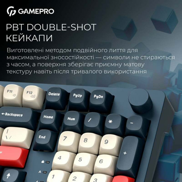 Клавіатура бездротова GamePro Asgard Drakkar Keychron Super Red Switch Blue (MK305BL)
