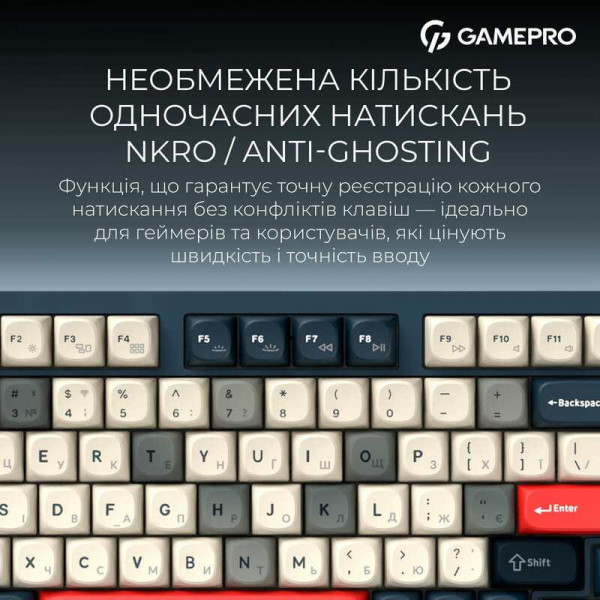 Клавіатура бездротова GamePro Asgard Drakkar Keychron Super Red Switch Blue (MK305BL)