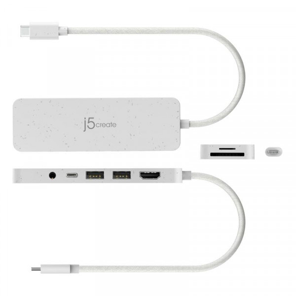 USB-хаб J5create USB-C 6-в-1 White (JCD373EW-N)