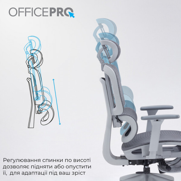 Крісло офісне Officepro Skyline Footrest Gray/Dark Gray (OC750-G-DG-DG)