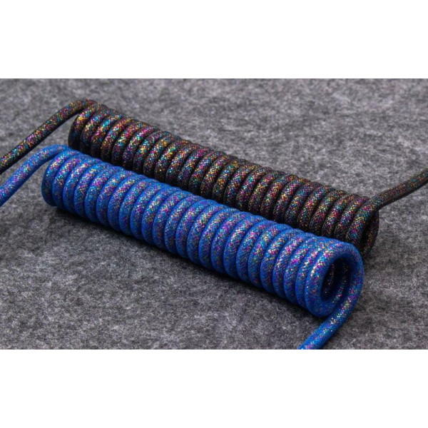 Кабель для клавіатури Keychron Premium Coiled Aviator Cable-Straight Rainbow Palted black (CAB5_KEYCHRON)