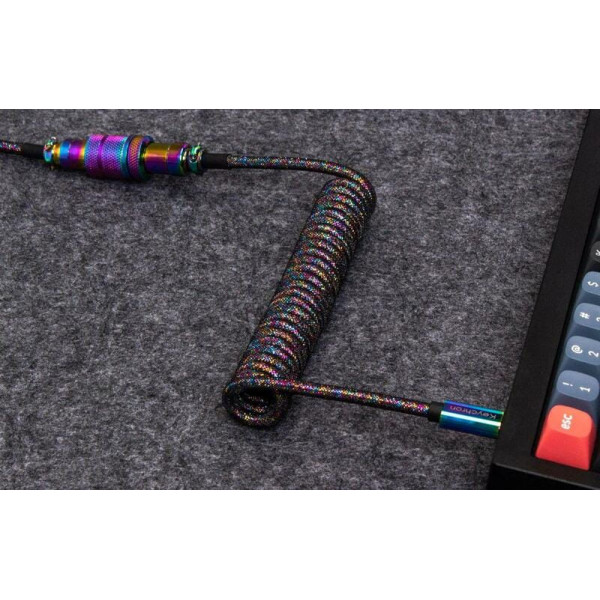 Кабель для клавіатури Keychron Premium Coiled Aviator Cable-Straight Rainbow Palted black (CAB5_KEYCHRON)