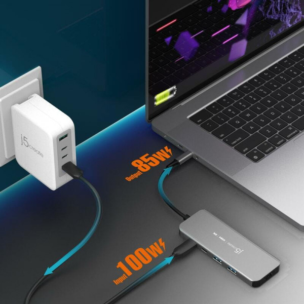 USB-хаб J5create USB-C 5-в-1 Grey (JCH453-N)