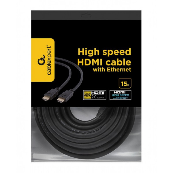 Кабель Cablexpert HDMI - HDMI V 2.0 (M/M), 15 м, чорний (CC-HDMI4-15M) пакет