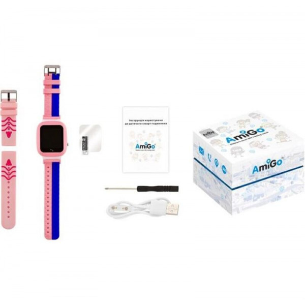 Дитячий смарт-годинник AmiGo GO004 Splashproof Camera+LED Pink