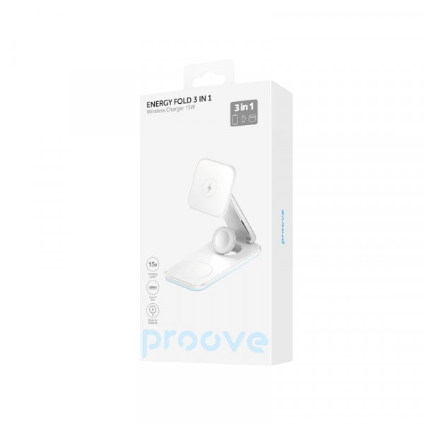 Бездротовий зарядний пристрій Proove Energy Fold 3in1 15W White (WSEF15010002)