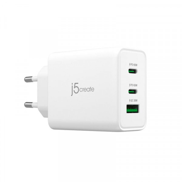 Мережевий зарядний пристрій J5create GaN USB-C 65W White (JUP3365E-EN)