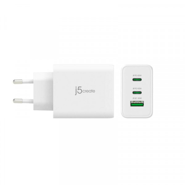Мережевий зарядний пристрій J5create GaN USB-C 65W White (JUP3365E-EN)