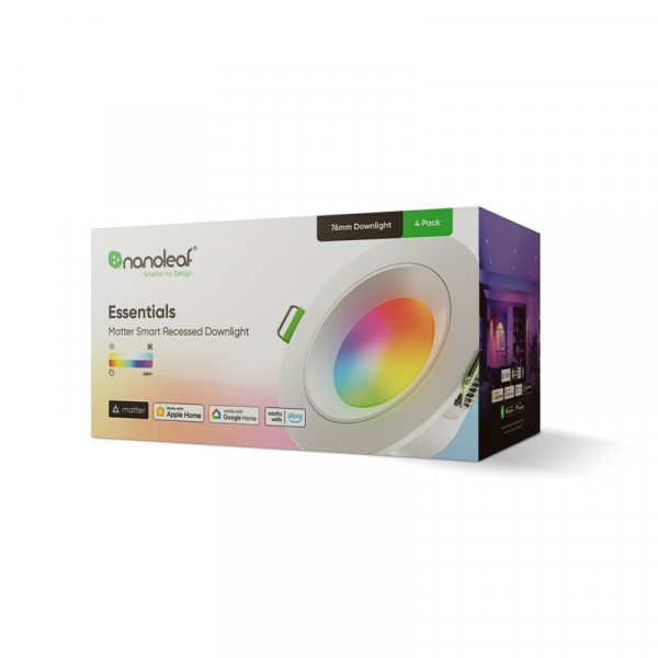 Світильник стельовий Nanoleaf Essentials Matter Smart Recessed Downlight, 6 Вт, Apple HomeKit, 4 шт. (NF080D02-4W3)