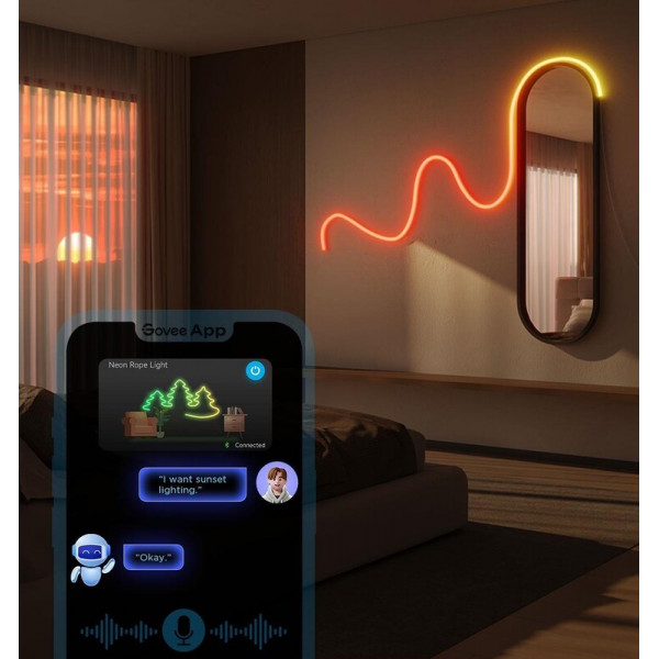 Світлодіодна стрічка розумна Govee H61D3 Neon Rope Light 2, 5 м, White (H61D5301)