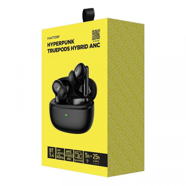 Bluetooth-гарнiтура Hator Hyреrpunk Truepods Hybrid ANC Black (HTA431)
