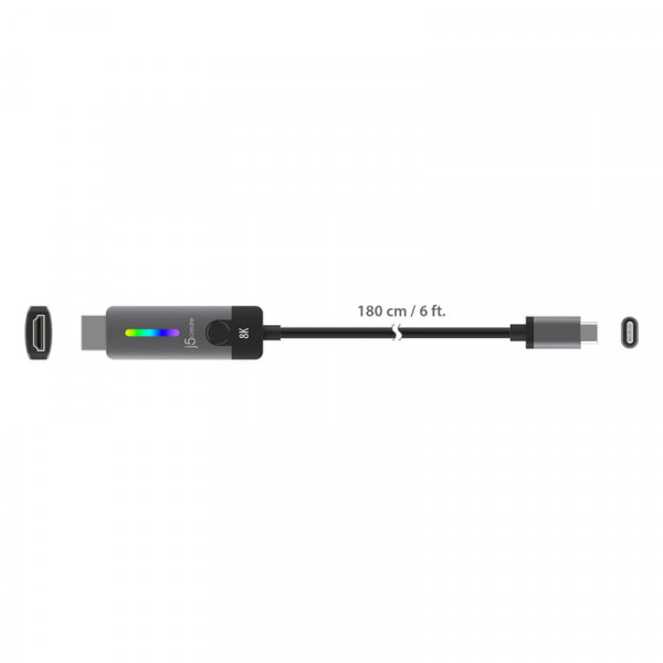 Кабель J5create USB-C - HDMI (M/M), 1.8 м, Black (JCC157-N)