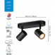 Світильник точковий накладний розумний WiZ Imageo Spots 2х5W 2200-6500K RGB Wi-Fi Black (929002659101)