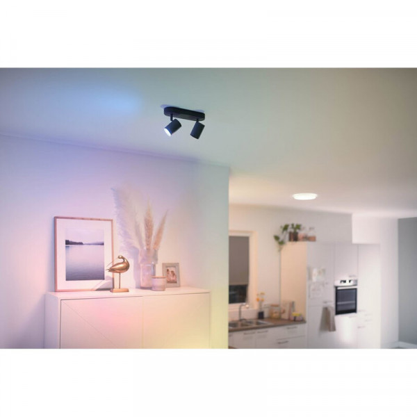 Світильник точковий накладний розумний WiZ Imageo Spots 2х5W 2200-6500K RGB Wi-Fi Black (929002659101)