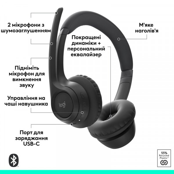 Bluetooth-гарнітура Logitech Zone 305 MS Black (981-001458)