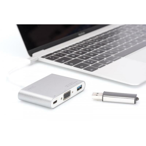 Концентратор USB Type-C Digitus Silver (DA-70839) USB 3.0, VGA, USB-C