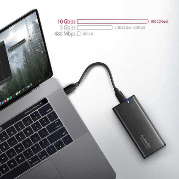 Зовнішня кишеня Axagon NVMe M.2 2242/2260/2280 USB Type-C 3.2 Black (EEM2-SB2)