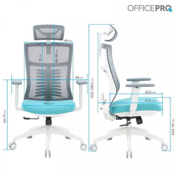 Крісло офісне Officepro Balance OC550-W-DG-BL White/Dark Gray/Blue