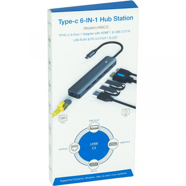 USB-хаб Blueendless USB Type-C 6-в-1 (CA913909)