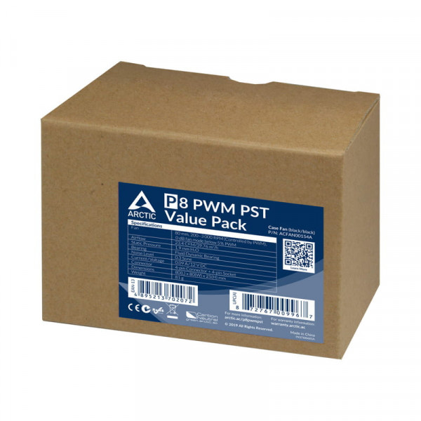 Вентилятор Arctic P8 PWM PST Black - 5 Pack (ACFAN00154A)