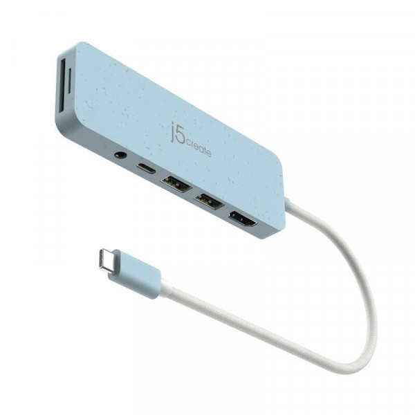 USB-хаб J5create USB-C 6-в-1 Cyan (JCD373EC-N)