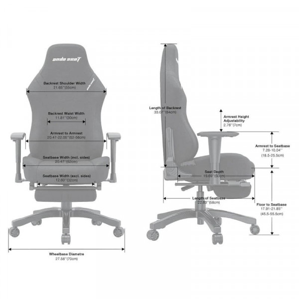 Крісло для геймерів Anda Seat Luna Pro Size L Gray Fabric (AD18T-44-G-F)