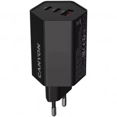 Мережевий зарядний пристрій Canyon Exagon 65 GaN 65W 2xPD 1xQC EU Black (CND-CHAHEX65B)
