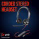 Гарнітура Poly стерео On-ear Poly Blackwire 3320-M Black (8X220AA)
